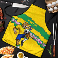 Personalized Brazil Soccer Apron Jaguar Football Mascot - National Flag and Floral Accents