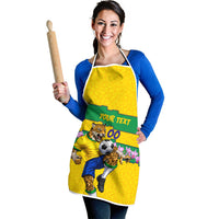 Personalized Brazil Soccer Apron Jaguar Football Mascot - National Flag and Floral Accents