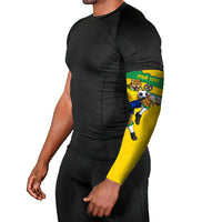 Personalized Brazil Soccer Arm Sleeves Jaguar Football Mascot - National Flag and Floral Accents