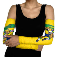 Personalized Brazil Soccer Arm Sleeves Jaguar Football Mascot - National Flag and Floral Accents