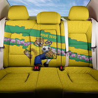 Personalized Brazil Soccer Back Car Seat Cover Jaguar Football Mascot - National Flag and Floral Accents