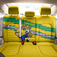Personalized Brazil Soccer Back Car Seat Cover Jaguar Football Mascot - National Flag and Floral Accents