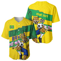Personalized Brazil Soccer Baseball Jersey Jaguar Football Mascot - National Flag and Floral Accents