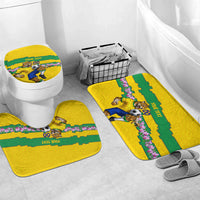 Personalized Brazil Soccer Bathroom Set Jaguar Football Mascot - National Flag and Floral Accents
