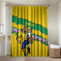 Personalized Brazil Soccer Bathroom Set Jaguar Football Mascot - National Flag and Floral Accents