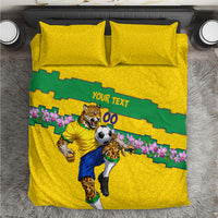 Personalized Brazil Soccer Bedding Set Jaguar Football Mascot - National Flag and Floral Accents