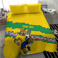 Personalized Brazil Soccer Bedding Set Jaguar Football Mascot - National Flag and Floral Accents