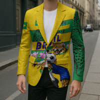 Personalized Brazil Soccer Blazer Jaguar Football Mascot - National Flag and Floral Accents