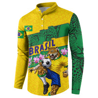 Personalized Brazil Soccer Button Sweatshirt Jaguar Football Mascot - National Flag and Floral Accents