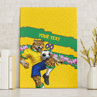 Personalized Brazil Soccer Canvas Wall Art Jaguar Football Mascot - National Flag and Floral Accents