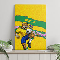 Personalized Brazil Soccer Canvas Wall Art Jaguar Football Mascot - National Flag and Floral Accents