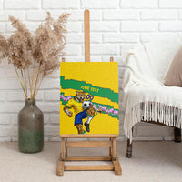 Personalized Brazil Soccer Canvas Wall Art Jaguar Football Mascot - National Flag and Floral Accents