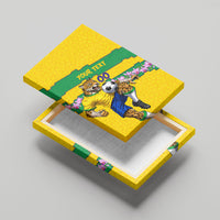 Personalized Brazil Soccer Canvas Wall Art Jaguar Football Mascot - National Flag and Floral Accents