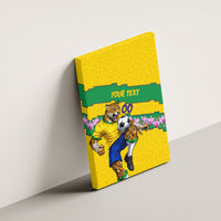 Personalized Brazil Soccer Canvas Wall Art Jaguar Football Mascot - National Flag and Floral Accents