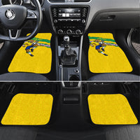 Personalized Brazil Soccer Car Mats Jaguar Football Mascot - National Flag and Floral Accents