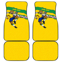 Personalized Brazil Soccer Car Mats Jaguar Football Mascot - National Flag and Floral Accents