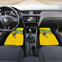 Personalized Brazil Soccer Car Mats Jaguar Football Mascot - National Flag and Floral Accents