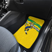 Personalized Brazil Soccer Car Mats Jaguar Football Mascot - National Flag and Floral Accents