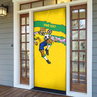 Personalized Brazil Soccer Door Cover Jaguar Football Mascot - National Flag and Floral Accents