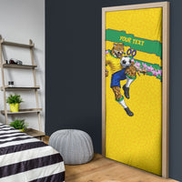 Personalized Brazil Soccer Door Cover Jaguar Football Mascot - National Flag and Floral Accents
