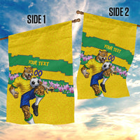 Personalized Brazil Soccer Garden Flag Jaguar Football Mascot - National Flag and Floral Accents