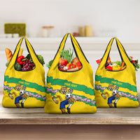 Personalized Brazil Soccer Grocery Bag Jaguar Football Mascot - National Flag and Floral Accents