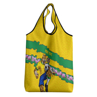Personalized Brazil Soccer Grocery Bag Jaguar Football Mascot - National Flag and Floral Accents