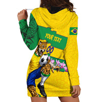 Personalized Brazil Soccer Hoodie Dress Jaguar Football Mascot - National Flag and Floral Accents