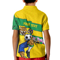 Personalized Brazil Soccer Kid Polo Shirt Jaguar Football Mascot - National Flag and Floral Accents