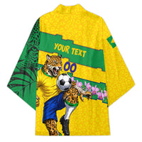 Personalized Brazil Soccer Kimono Jaguar Football Mascot - National Flag and Floral Accents