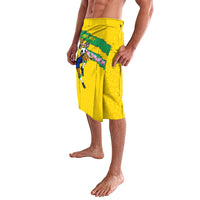 Personalized Brazil Soccer Lavalava Jaguar Football Mascot - National Flag and Floral Accents