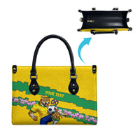 Personalized Brazil Soccer Leather Bag Jaguar Football Mascot - National Flag and Floral Accents