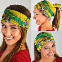 Personalized Brazil Soccer Neck Gaiter Jaguar Football Mascot - National Flag and Floral Accents