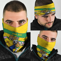 Personalized Brazil Soccer Neck Gaiter Jaguar Football Mascot - National Flag and Floral Accents