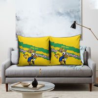 Personalized Brazil Soccer Pillow Cover Jaguar Football Mascot - National Flag and Floral Accents