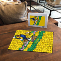 Personalized Brazil Soccer Puzzle Jaguar Football Mascot - National Flag and Floral Accents