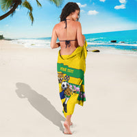 Personalized Brazil Soccer Sarong Jaguar Football Mascot - National Flag and Floral Accents