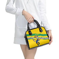 Personalized Brazil Soccer Shoulder Handbag Jaguar Football Mascot - National Flag and Floral Accents