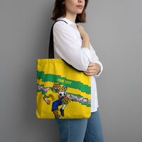 Personalized Brazil Soccer Tote Bag Jaguar Football Mascot - National Flag and Floral Accents
