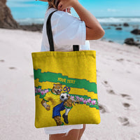 Personalized Brazil Soccer Tote Bag Jaguar Football Mascot - National Flag and Floral Accents
