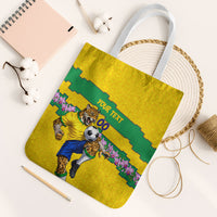 Personalized Brazil Soccer Tote Bag Jaguar Football Mascot - National Flag and Floral Accents