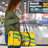 Personalized Brazil Soccer Travel Bag Jaguar Football Mascot - National Flag and Floral Accents