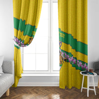 Personalized Brazil Soccer Window Curtain Jaguar Football Mascot - National Flag and Floral Accents