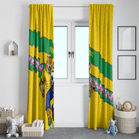 Personalized Brazil Soccer Window Curtain Jaguar Football Mascot - National Flag and Floral Accents