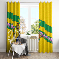 Personalized Brazil Soccer Window Curtain Jaguar Football Mascot - National Flag and Floral Accents