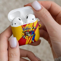Personalized Colombia Football Vulture Mascot AirPods Case Vibrant Barranquilla Carnival Style - Vueltiao Hat And Accordion