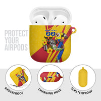 Personalized Colombia Football Vulture Mascot AirPods Case Vibrant Barranquilla Carnival Style - Vueltiao Hat And Accordion