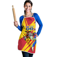 Personalized Colombia Football Vulture Mascot Apron Vibrant Barranquilla Carnival Style - Vueltiao Hat And Accordion