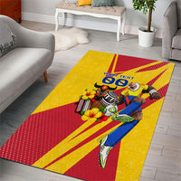 Personalized Colombia Football Vulture Mascot Area Rug Vibrant Barranquilla Carnival Style - Vueltiao Hat And Accordion