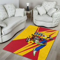 Personalized Colombia Football Vulture Mascot Area Rug Vibrant Barranquilla Carnival Style - Vueltiao Hat And Accordion